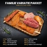 Familie Variatie Pakket: circa 6,3 kg halal vlees met kipfilet, kippenvleugels, rundergehakt, Akcaabat köfte, Adana kebap, kip saté en drumsticks