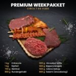 Premium Weekpakket: circa 7 kg halal vlees met entrecote, kipfilet, biefstuk, rundergehakt, Akcaabat köfte, kippenvleugels en Adana kebap