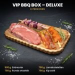 VIP BBQ BOX – Deluxe voor 6 personen: halal BBQ-pakket met entrecote, runds shashlik, lamskoteletten en kip saté